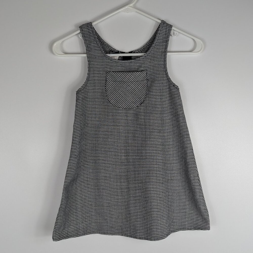 Vintage 90s Girls Freeze Frame Black White Houndstooth Jumper Dress Size 6